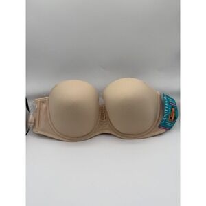 Vanity Fair Beauty Back Strapless Bra Women 42C Rose Beige 5-way Convertible NEW